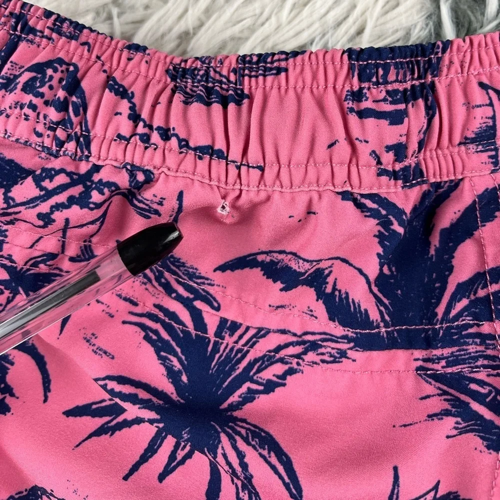 Lucky Brand Men's Pink Blue Swim Trunks Palm Trees Size Small